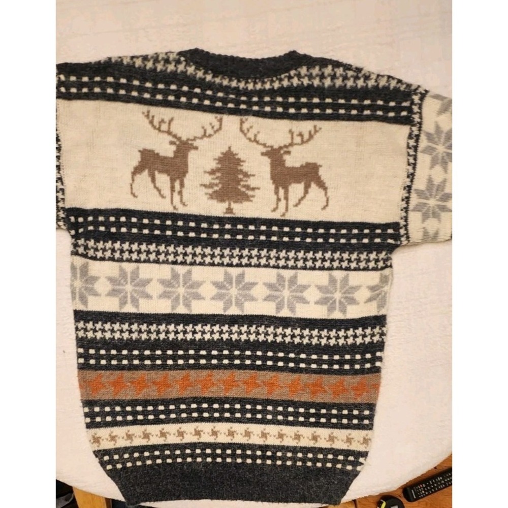 Vintage Jersild Holiday Sweater‎ Snowflakes Deer Size 3XL Unisex Tan Brown Cream - Picture 2 of 9